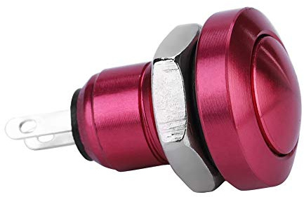 Pulsante momentaneo dell'automobile, 1A 24V 8mm Mini impermeabile auto Pulsante momentaneo Interruttore di alimentazione In lega di zinco-alluminio Shell Adatto (Red)