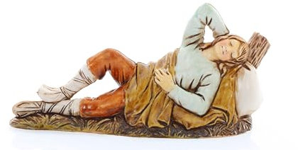 Moranduzzo Dormiente per Presepe da Cm 10 Scala 1:20 - Statuine Presepe Indistruttibili - Stile 700', Pittura Rifinita a Mano, Prodotto Ufficiale, Made in Italy, Scultore M. Landi