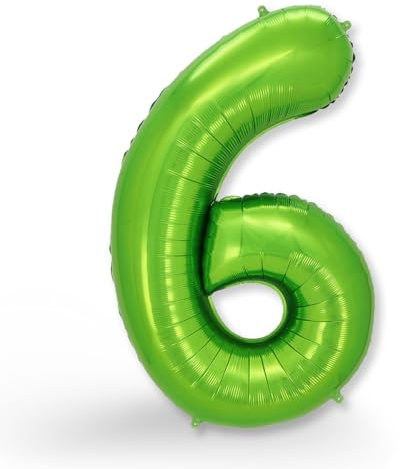 FUNXGO® folienballon zahl 6 Grün - Riesenzahl Ballon ca.100 cm - Luftballon Zahl 6 - fliegt mit Helium - zum 6. Geburtstag, Hochzeit, Jubiläum, Fest, Party Dekoration - Ballon 6 Grün