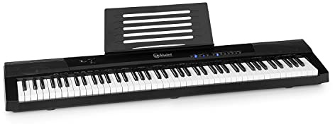Schubert Preludio - Teclado, teclado de 88 teclas, velocidad: ajustable en 3 direcciones, 140 colores de tono, 16 canciones de demostración, función de grabación/reproducción, puerto USB, negro