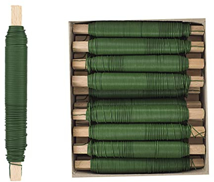 Inter Flowers GmbH Wickeldraht Sets -Bindedraht auf Holz gewickelt - Basteldraht Rostfrei Größen/Material Pflanzendraht Blumenwickeldraht Floristik Blumendraht (25, Grün Lackiert 0,65 mm / 38 m)