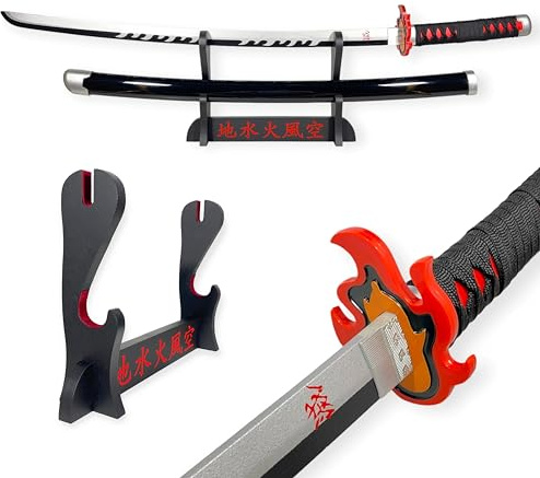 FEENOMENN Demon Slayer : Kimetsu No Yaiba - Katana Replica Lama di Legno - TANJIRO KAMADO (Red Nichirin)