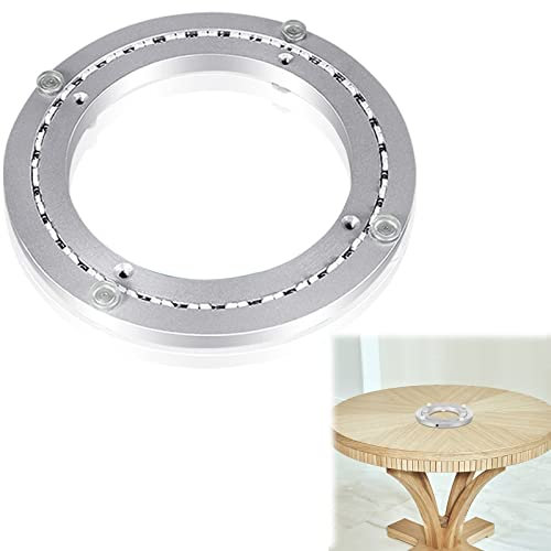 WORDFUN Runder Drehscheibe Drehkranz Aus Multisize 360°Drehbare Hochleistungsaluminiumlegierung Silbrig Antis-Rost Schützen for Tischplatten Aus Glass, Holz Und Marmor (Size : 16 inch