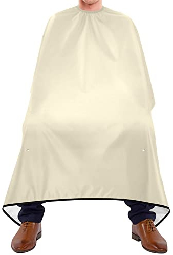 Hair Cutting Apron 140x168cm, Beige Cream Solid Color Hairdressers Cape Adjustable Hair Cutting Gown Durable Hair Styling Cape, For Adults, Woman, Men