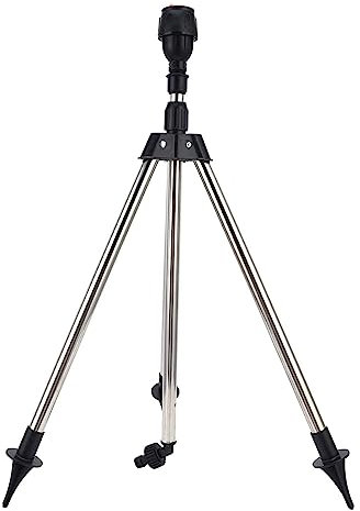 Garten Sprinkler, Rasen Stativ Sprinkler mit 360-Grad-Drehung, Edelstahl Rasensprenger Teleskop Stativregner für Große Flächen, Tripod + Sprinkler Automatisches Bewässerungssystem für Hof, Haushalt