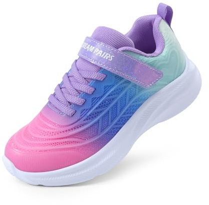 DREAM PAIRS Zapatillas Running Sin Cordones | Empeine KPU resistente patadas, diseño arcoíris, entresuela EVA, cierre gancho-bucle, versátil.