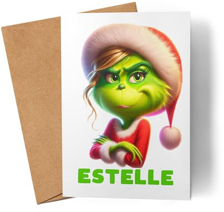 Kiddle-Design Personalisierte Anti Weihnachten Karte Weihnachtskarte Weihnachten Grinch Lustig mit Name Nikolaus Fun Geschenkidee Wichtelgeschenk für Frauen