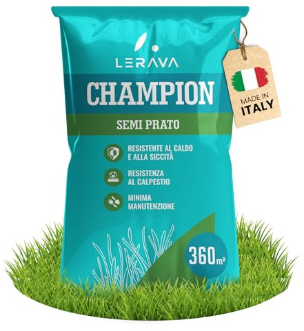 LERAVA CHAMPION semillas césped (360 m²) - césped resistente a la sequía - mezcla con festuca arundinacea - bajo consumo de agua y crecimiento rápido - ideal para jardín natural y repoblación
