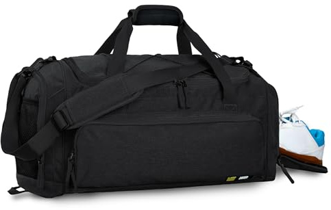 MIER Große Seesack Herren Turnbeutel mit Schuhfach, 60L, Pure Black, Fitnessstudio
