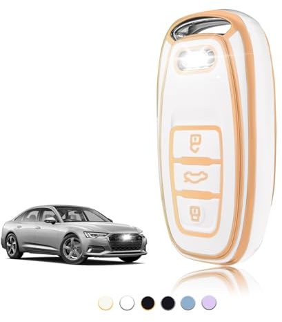TOOMUME Schlüsselhülle TPU, Autoschlüssel Hülle Passt für Audi A1 A2 A3 A4 A5 A6 A7 A8 A4L A6L A8L Q5 Q7 Q8 R8 RS4 RS5 RS6 S4 S5 S6 SQ5 SQ7 TT TTRS, Schlüsselcover Schutz Schlüsselgehäuse - Smart Key