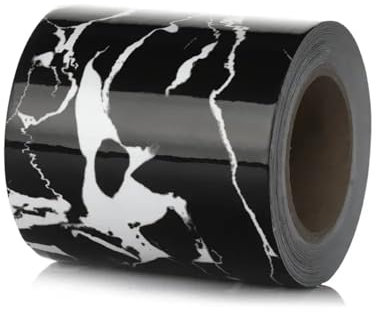 Wasserdichter Tapetenrandaufkleber Marmorierte Wandrand-Aufkleber, selbstklebende Vinyl-Aufkleber, Taillenlinie, Tapete, wasserdichte Fußleiste, Wohnzimmer, Heimdekoration(Black-White-5cm x 5m)