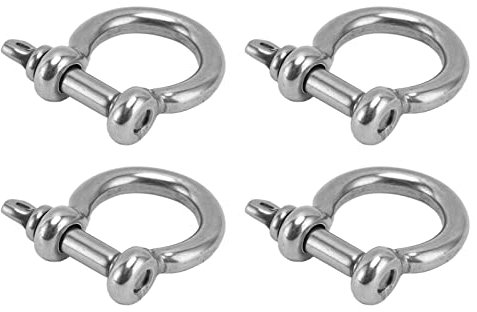 Agatige Edelstahl-Schäkel, 4 Stück Schraubstift-D-Ringe, bogenförmige Anker-Lastklemme, Ersatz für Rigging, Traktionsstahldraht, Ketten, Drahtseil-Heben (M10)