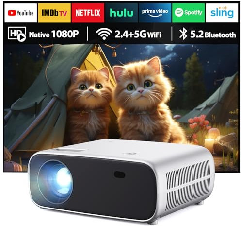 2025 Neues Hochleistungs Beamer,Beamer mit WiFi und Bluetooth ohne Verzögerung, 20000 Lumen 4K-Unterstützung, Full HD 1080P Auflösung, （Hochhelligkeitsversion）