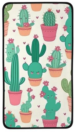 ANABPRMA Asciugamano in pile corallo con illustrazione di cactus carino, morbido asciugamano assorbente, 40,6 x 71,1 cm, perfetto per viaggiare e a casa