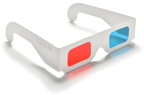 TARANDUS 3D Glasses for Movies Red/Cyan Cardboard 3D Glasses in White Frame Anaglyph Cardboard for Movies - Folded in Protective Sleeve (3Packs)