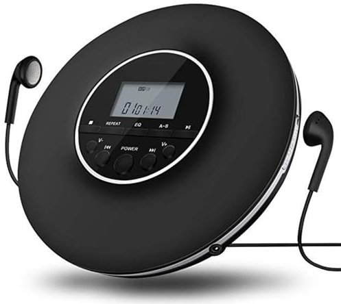 Suoumwa Lettore CD Portatile Lettore Musicale MP3 con Auricolari Stereo e Uscita Bluetooth Lettore CD con Display LCD B
