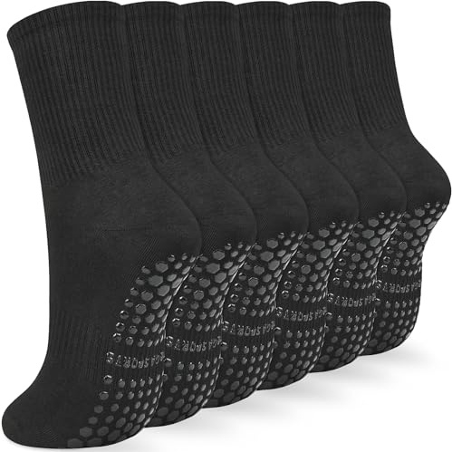 KOOOGEAR 3 pares de calcetines de yoga para mujer, antideslizantes, para barre, pilates, ballet, danza, trampolín, 3 Par Negro, 36-39