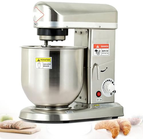 Batidora de pie de 500 W con Bol Grande de Acero Inoxidable de 10 L y 3 Accesorios: batidor, Varilla y Gancho para Masa. 3 velocidades. Batidora de Cocina Resistente, multifunción, para Pana