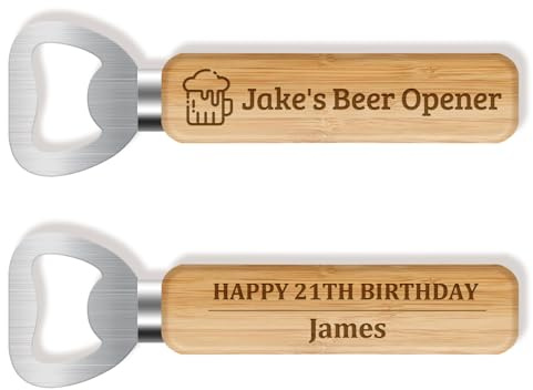 Personalised Bottle Opener - Custom Wooden Handle Beer Bottle Opener, Personalised Bottle Top Openers Engraved Logo Text, Gift for Daddy Uncle Grandad Fathers Day Housewarming Birthday