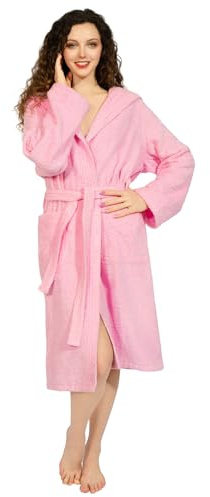 nice homeit Unisex-Bademantel für Damen/Herren mit Kapuze – Frottee aus 100% Baumwolle OEKO-TEX – weich, saugfähig, italienisches Design