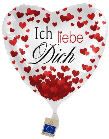 Folienballon Ich liebe Dich – Herzballon Hochzeit Valentine | Romantischer Liebesballon mit roten Herzen, Geschenk & Deko für Partner, Jahrestag, Hochzeitstag, Verlobung & Antrag
