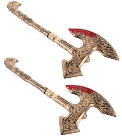 FOMIYES 2 Hachas Retro De Plástico para Cosplay Vikingo Medieval Ideal para Caballeros Guerreros Juegos De rol Disfraces De Halloween Accesorios De