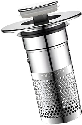 Filtro per scarico lavello, filtro per capelli, compatto, dispositivo di cattura antiruggine, inserto rimovibile lucido, filtro universale per bagno, lavello, vasca, WC, vasca da bagno