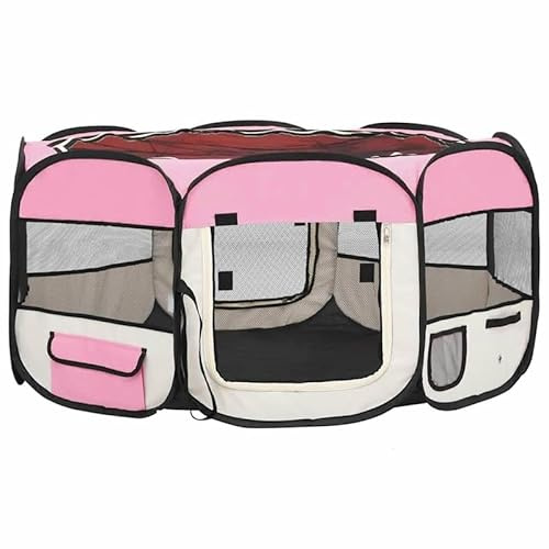 Eleganz Faltbarer Welpenlaufstall mit Tragetasche - Großer Laufstall für Hunde (145x145x61 cm) aus strapazierfähigem Polyester und Stahl, ideal für Welpen und kleine Hunde, platzsparend und mobil