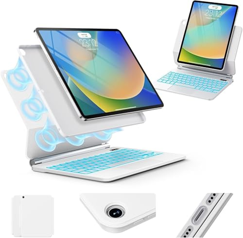 for iPad 9th Generation Case with Keyboard,Magic Style Keyboard Case for iPad 9th/8th/7th Gen 10.2 inch - Floating Cantilever Magnetic Stand Multi-Touch Trackpad (White)