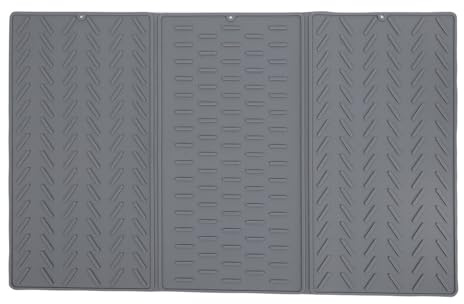 Luocute Torkmatta Av Silikondisk, Strukturerad Yta med Upphöjda Kanter och Djupa Spår för Snabb Torkning, Vikbar Trefaldig Design med Hängande Hål, Värmebeständig Halkfri (S 8,9 X 1,5 tum)