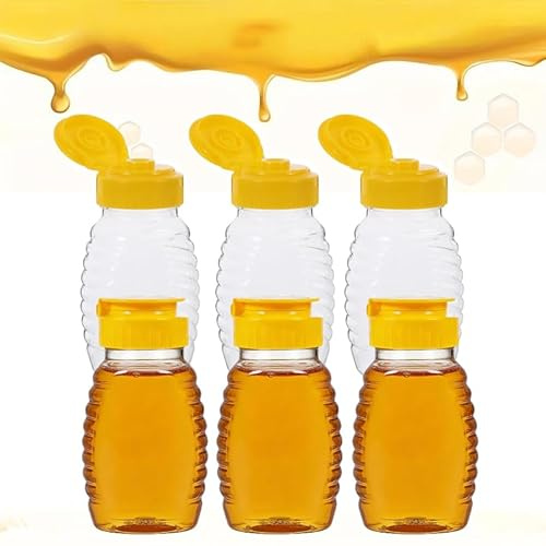 Haoyanger Honigspender, 6PCS 115ML Honig Quetschflasche Honigflaschen Honigdose Squeeze Flasche Honiggläser Honigglas mit Deckel Klare Honigbehälter Honigtopf Honigvorratsglas Honig Glas Honey Jar