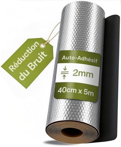 Praknu Alubutyl Ljudisolering för Bil 2 mm – 40 × 500 cm Självhäftande Anti Drönmatta – Ljudisolering för Tystare Kupé och Bättre Akustik – För Bil, Husbil, Lastbil & Transportbil
