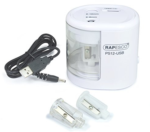 Rapesco 1448 Temperamatite Elettrico Automatico PS12-USB, Bianco