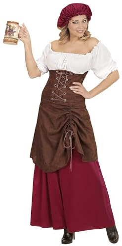 W WIDMANN MILANO Party Fashion - Kostüm Mittelalter Wirtin | Mit Kleid und Mütze, für Gastwirtin, Kellnerin, Karneval und Mittelalter Mottoparty