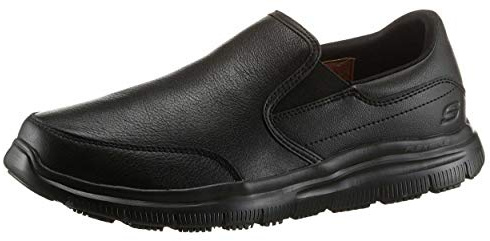 Skechers Mens Flex Advantage Sr - Bronwood Slip On Trainers, Black Leather, 7.5 UK