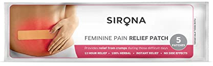 Sirona Herbal Pain Relief Patches - Pack of 5 | Instant Relief from Menstrual Cramps, Lower Abdomen, Back | Cool Patches with No Chemical Actives, Endometriosis Pain Relief, No Side Effects