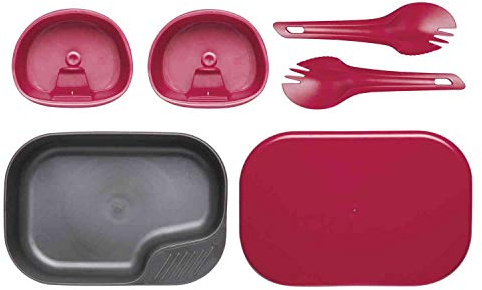 Wildo Camp-A-Box Duo Outdoor Army Crockery Cutlery Survival Camping Set, raspberry, standard size