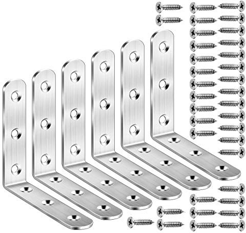 beihuazi® 6Stk Winkelverbinder Edelstahl Winkel Klammern 80*80mm Möbel Metallwinkel Mit Schraube für Anbau Winkel Bracket