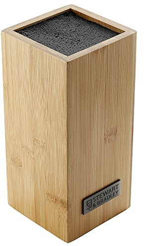 STEWART & BRADLEY Bamboo Knife Block – Universal Bristle Design for Storing Kitchen Knives
