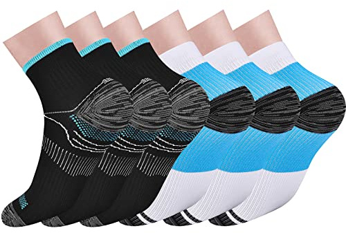 Pnosnesy 3/6/7 Paar Kompressionssocken für Männer und Frauen Plantarfasziitis Socken Low Cut Sportsocken Sportsocken