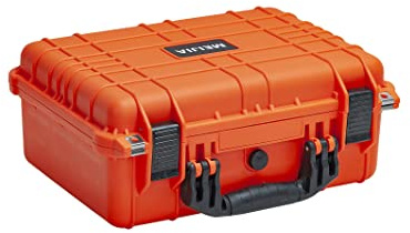 MEIJIA Portable All Weather Waterproof Protective Case,Hard Case,Camera Case with Customized Fit Foam,Fit Use of Drones,Camera,Equipments,Pistols,13.35 x11.63x5.98inches (Orange)
