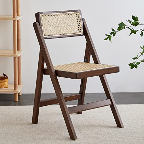 D2FASHION Rattan Gartenstühle Holz Klappstuhl Outdoor, Home Office Chair 48 X 50 X 80cm, 150 Kg Belastbarkeit, Gartenstuhl Hochlehner Atmungsaktive Rückenlehne (Color : Dark Brown)