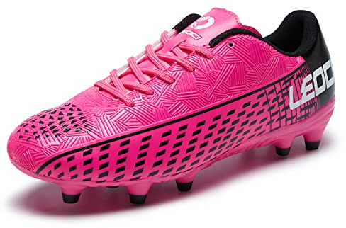 LEOCI Football Shoes for Big Kids (Boys and Grils) Men's and Women's Outdoor Unisex Soccer Cleats Firm Rugby Boots