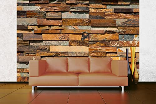 Vlies Fototapete FARBIGE STEINFLIESEN 375 x 250 cm (inkl. Kleister) - Vlies Tapete, Wandtapete, Wandbilder - Tapete für Wohnzimmer Schlafzimmer, Büro, Küche - Montagefertig