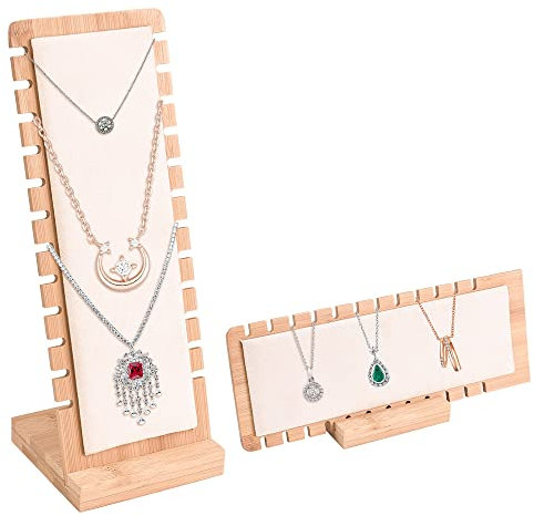 WANTOUTH Espositore Collane 12 Slot Porta Organizzatore per Appendere Espositori Vetrina Catena Lunga Porta Gioielli Velluto per Ciondolo Braccialetto