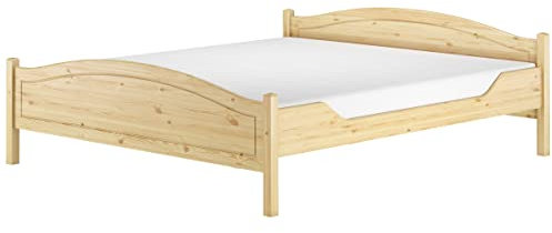 Erst-Holz®Klassisches Holzbett 180x200 Kiefer massiv Doppelbett V-60.30-18Federholzrahmen und Matratze inkl.