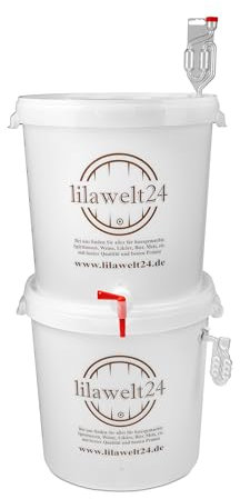 lilawelt24 2X 30l Kompletter Gärbehälter/Gäreimer Eimer Fermentation Gärfass Gärballon Bier, Wein TOP !!