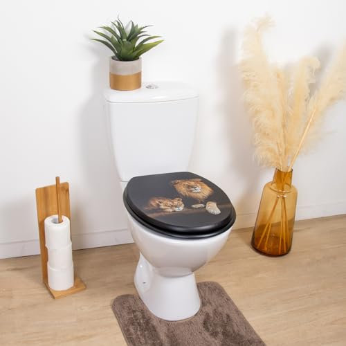 LiKeKa® Toilettendeckel aus Holz, WC-Sitz mit Motiv und leichter Reinigung, Klodeckel passend für handelsüblichen WC-Becken, Belastung der Klobrille 150kg (Afrika)