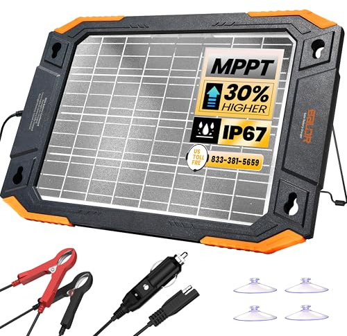 BALDR Chargeur et mainteneur de Batterie à énergie Solaire 13 W 12 V, contrôleur de Charge MPPT Intelligent intégré, étanche, (VR1213)