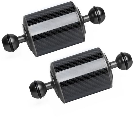 LetonPower Unterwasser-Schwimmarm aus Kohlefaser, für ultraleichten Wasserarm, Dual 1-Zoll-Ballauftrieb, Schwimmarme, Beleuchtungssystem für Tauchtablett (Schwarz, D60mm, 5)